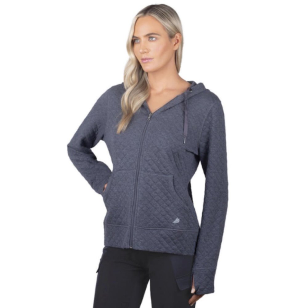 Free2B Charcoal Gray Quilted Zip Front Hoodie